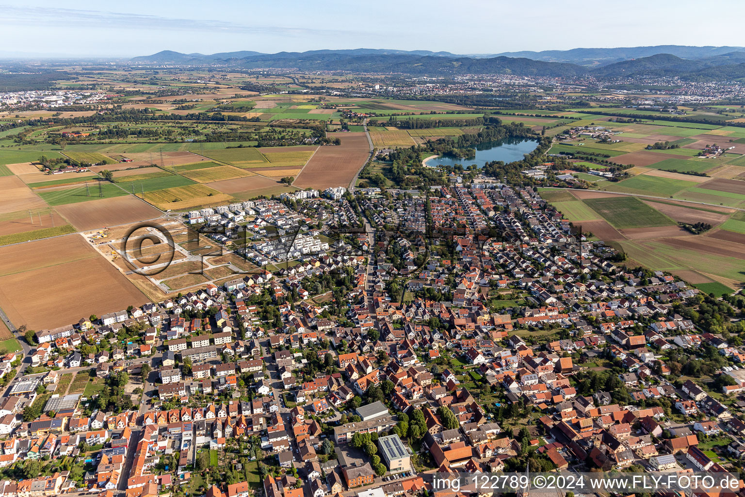 Heddesheim in the state Baden-Wuerttemberg, Germany from a drone