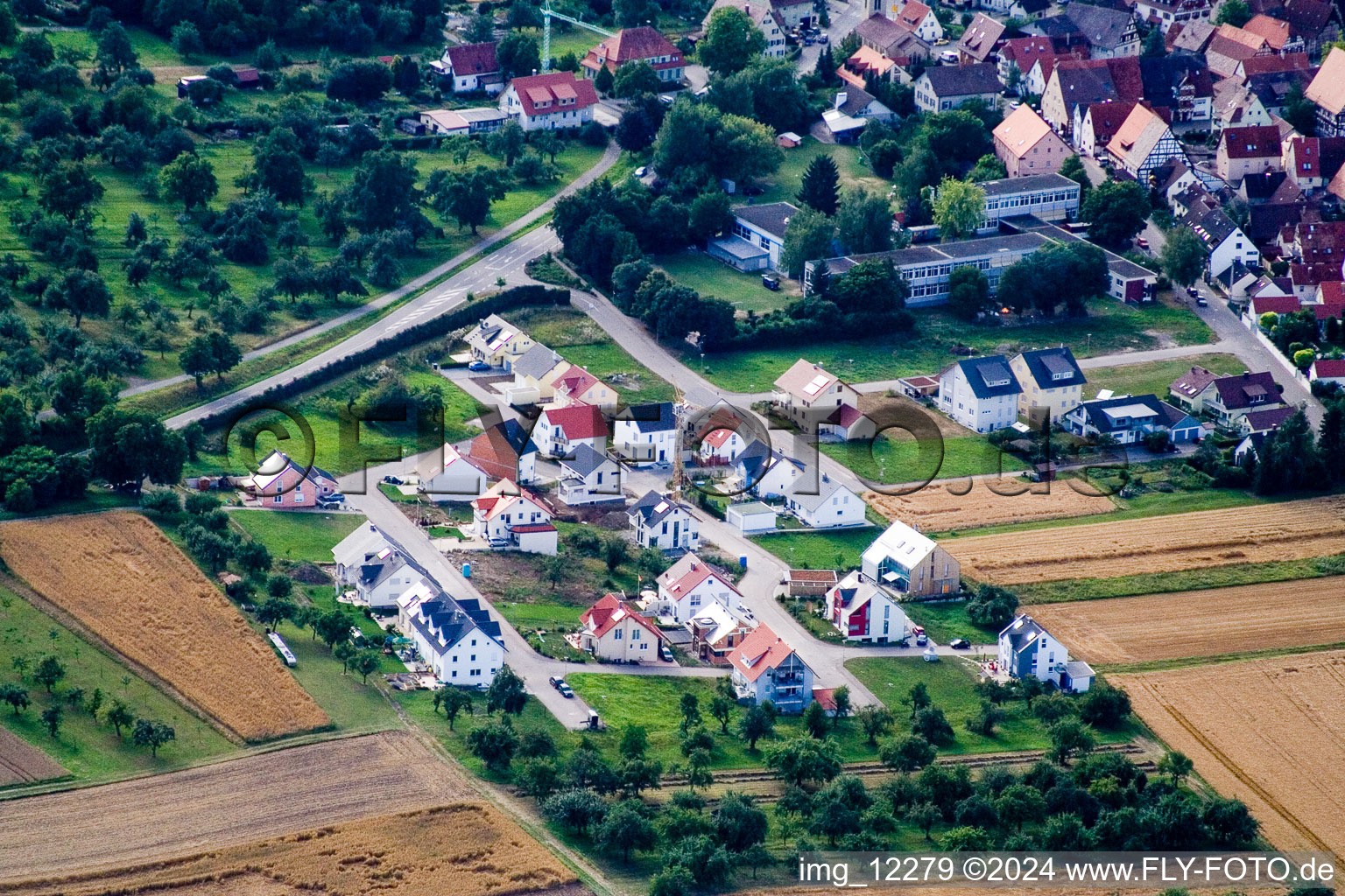 Construction sites for new construction residential area of detached housing estate Fasanenweg in the district Altingen in Ammerbuch in the state Baden-Wurttemberg