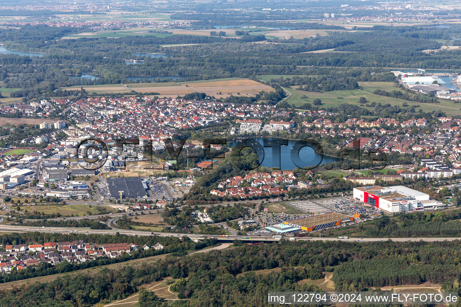 Rheinauer See in Rohrhof in the state Baden-Wuerttemberg, Germany