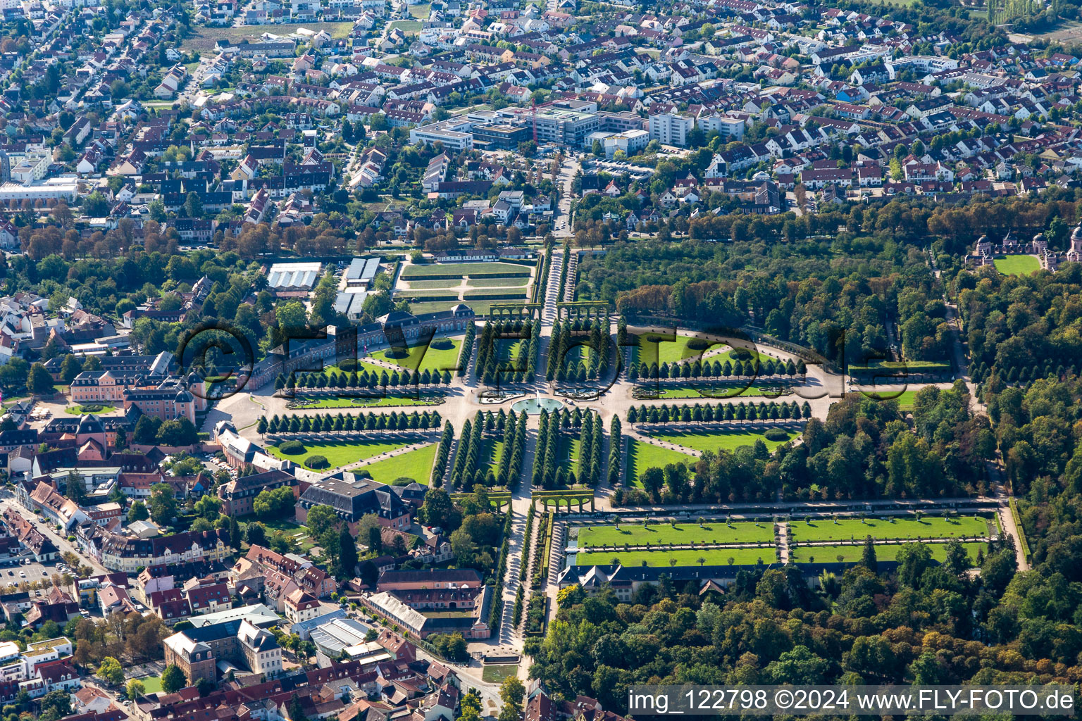 Palace garden and baroque palace Schwetzingen in Schwetzingen in the state Baden-Wuerttemberg, Germany