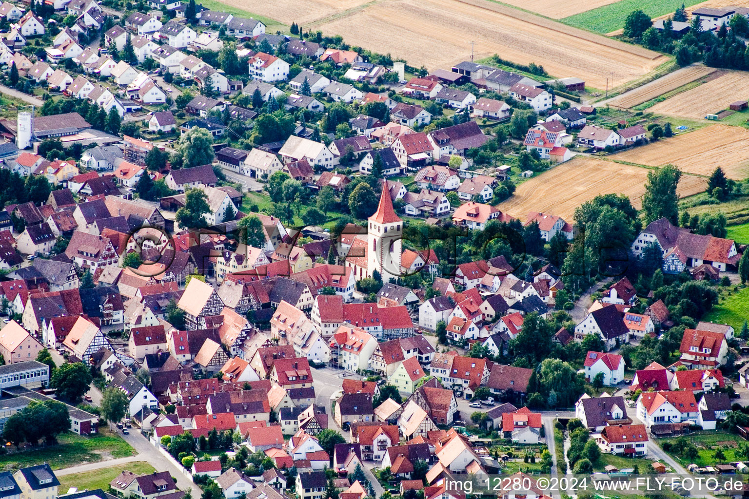 From the east in the district Altingen in Ammerbuch in the state Baden-Wuerttemberg, Germany