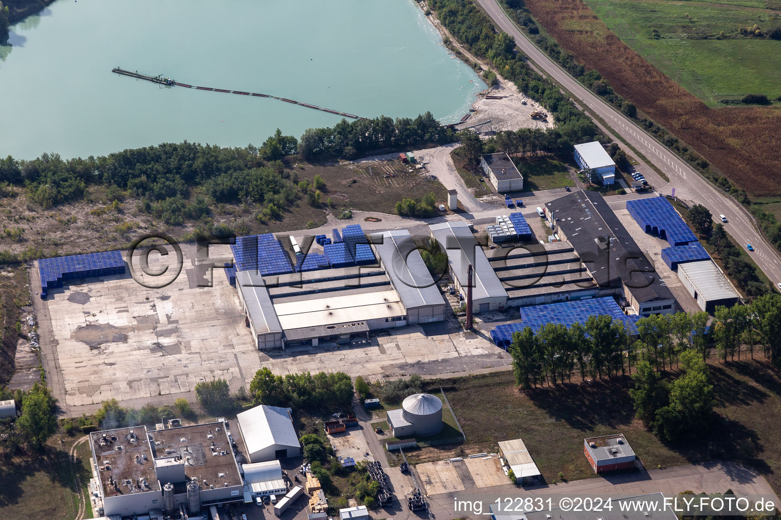 Building and production halls on the premises of of Berry Plastics GmbH in Philippsburg in the state Baden-Wuerttemberg, Germany