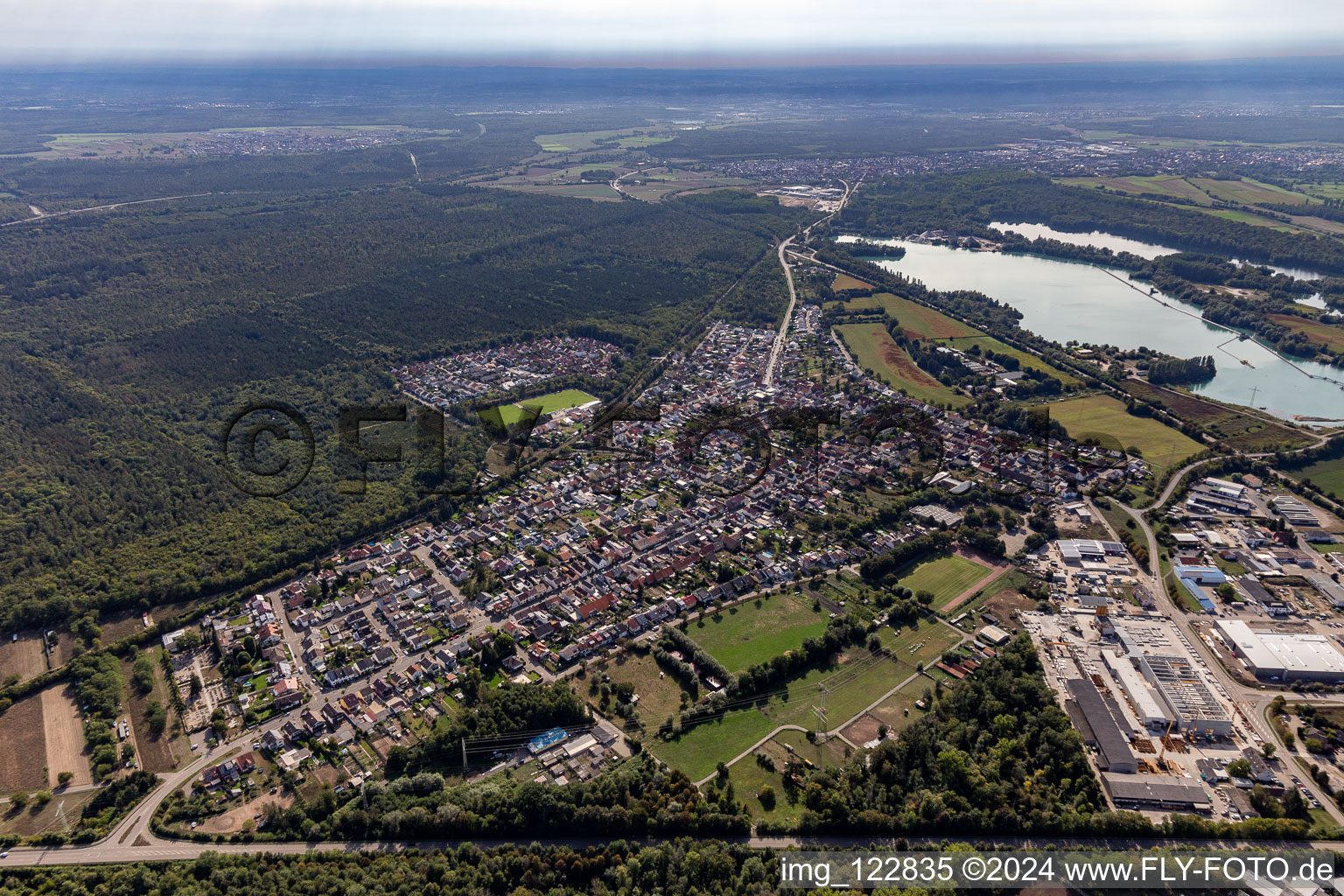 From the northwest in the district Huttenheim in Philippsburg in the state Baden-Wuerttemberg, Germany