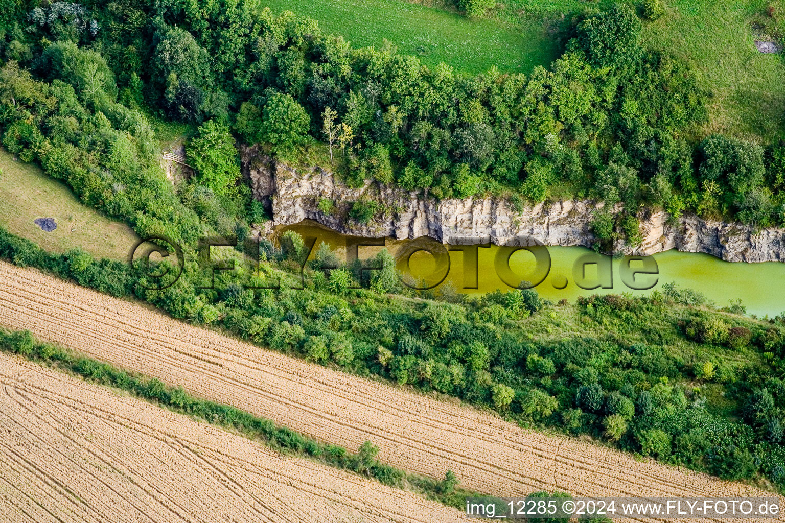 Aerial view of Quarry in the district Reusten in Ammerbuch in the state Baden-Wuerttemberg, Germany