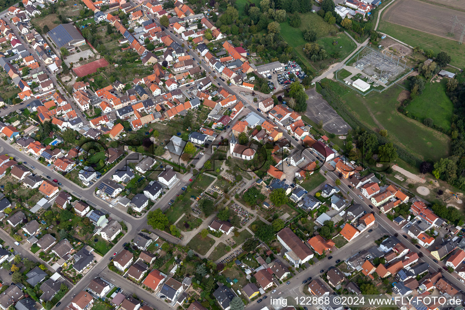 Cemetery Hochstetten in the district Hochstetten in Linkenheim-Hochstetten in the state Baden-Wuerttemberg, Germany