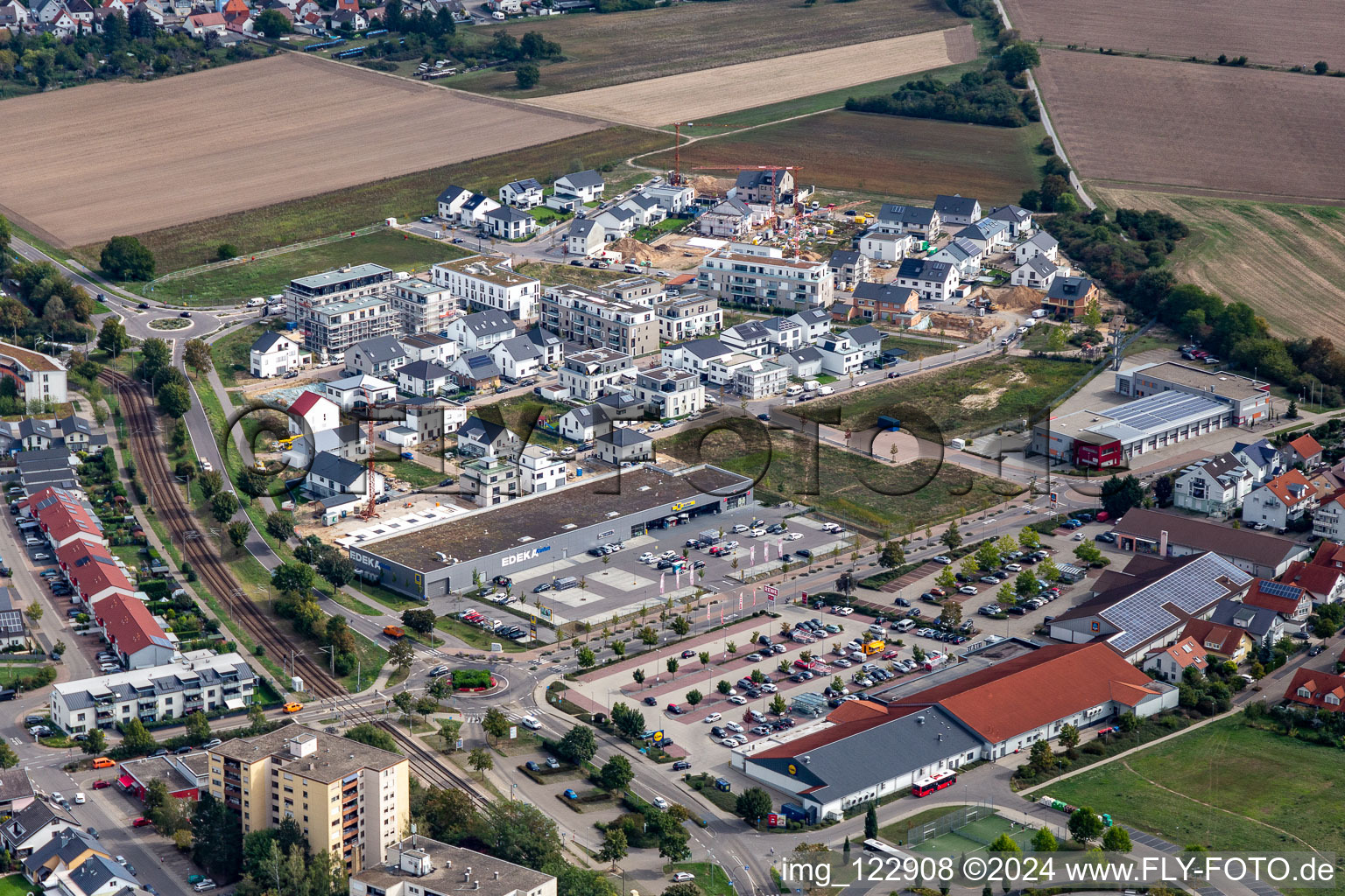 Construction site to build a new multi-family residential complex Quartier 2020 development area Biegen-Durlacher Weg in Hochstetten in the state Baden-Wuerttemberg, Germany