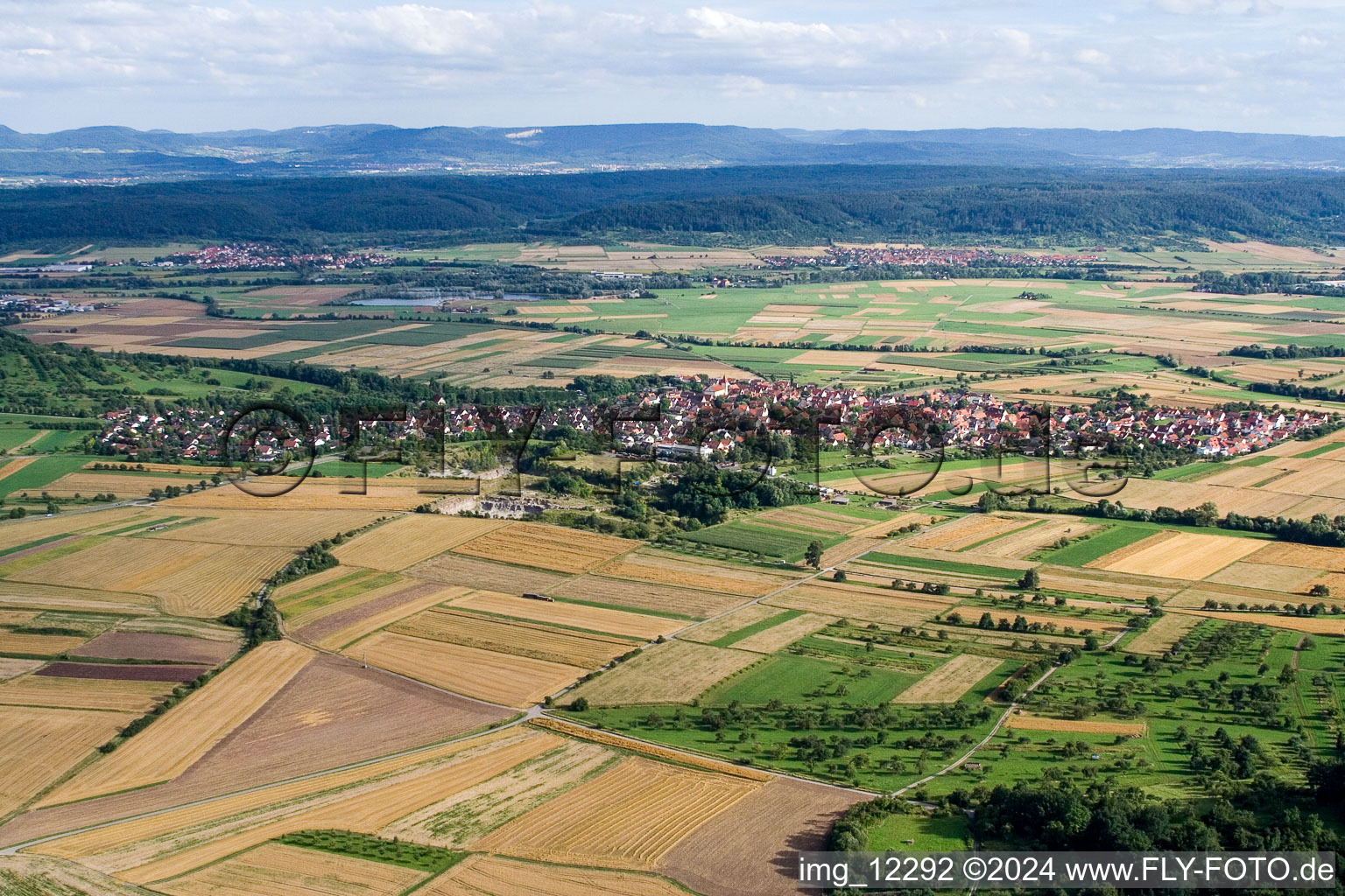 Aerial view of District Wurmlingen in Rottenburg am Neckar in the state Baden-Wuerttemberg, Germany