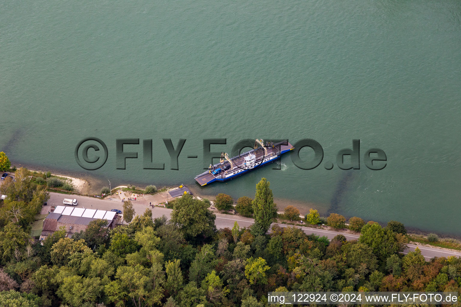 Rhine ferry Leimersheim-Leopoldshafen in the district Leopoldshafen in Eggenstein-Leopoldshafen in the state Baden-Wuerttemberg, Germany