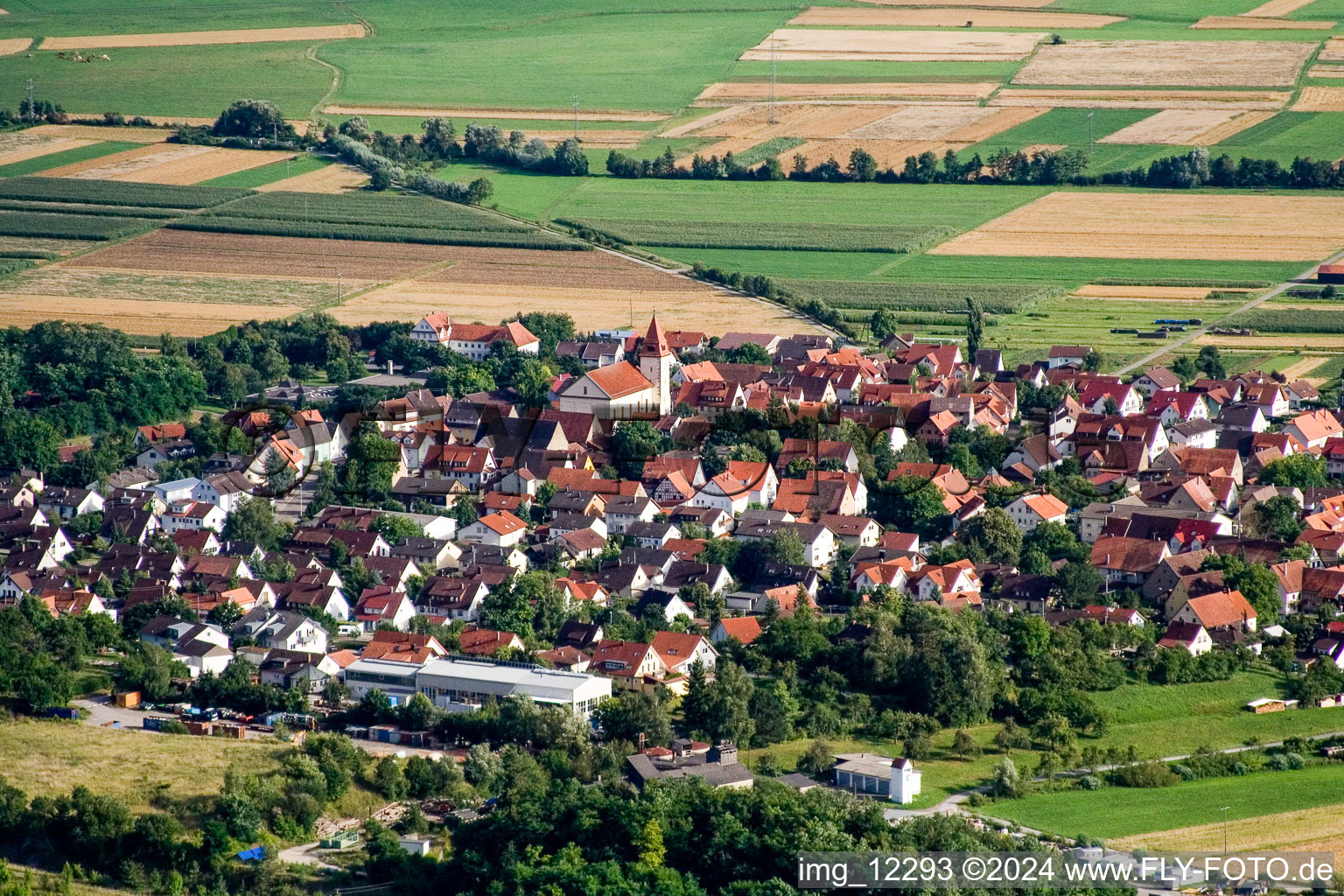 Aerial photograpy of District Wurmlingen in Rottenburg am Neckar in the state Baden-Wuerttemberg, Germany