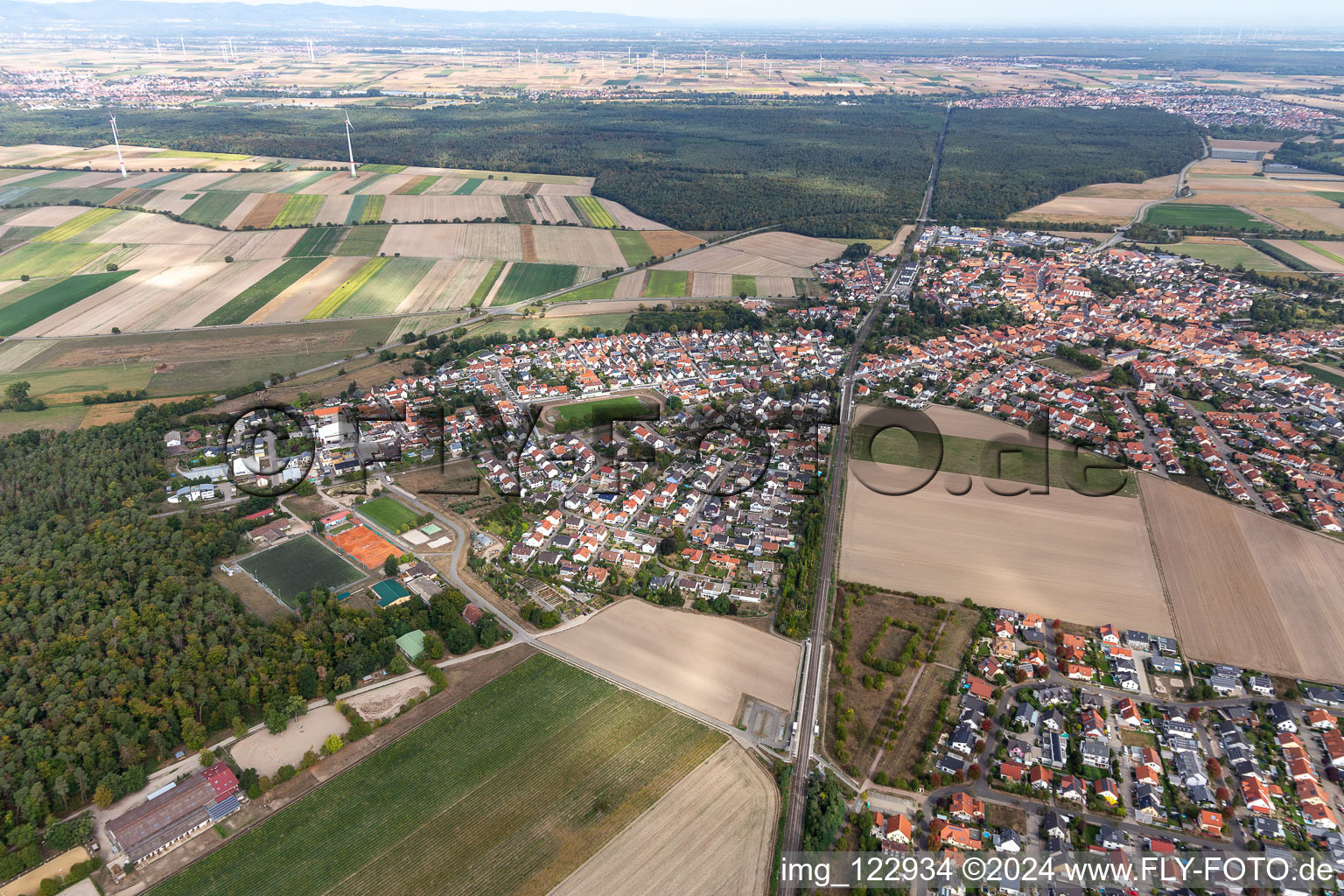 Rheinzabern in the state Rhineland-Palatinate, Germany from above