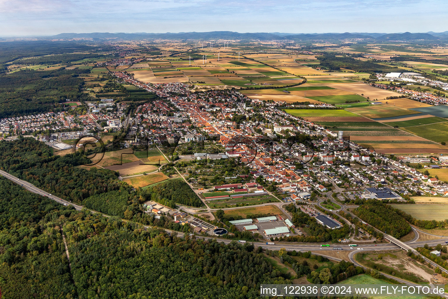 Kandel in the state Rhineland-Palatinate, Germany seen from above