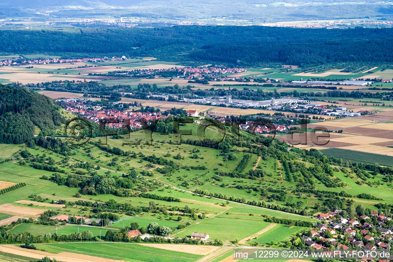 Oblique view of District Wurmlingen in Rottenburg am Neckar in the state Baden-Wuerttemberg, Germany