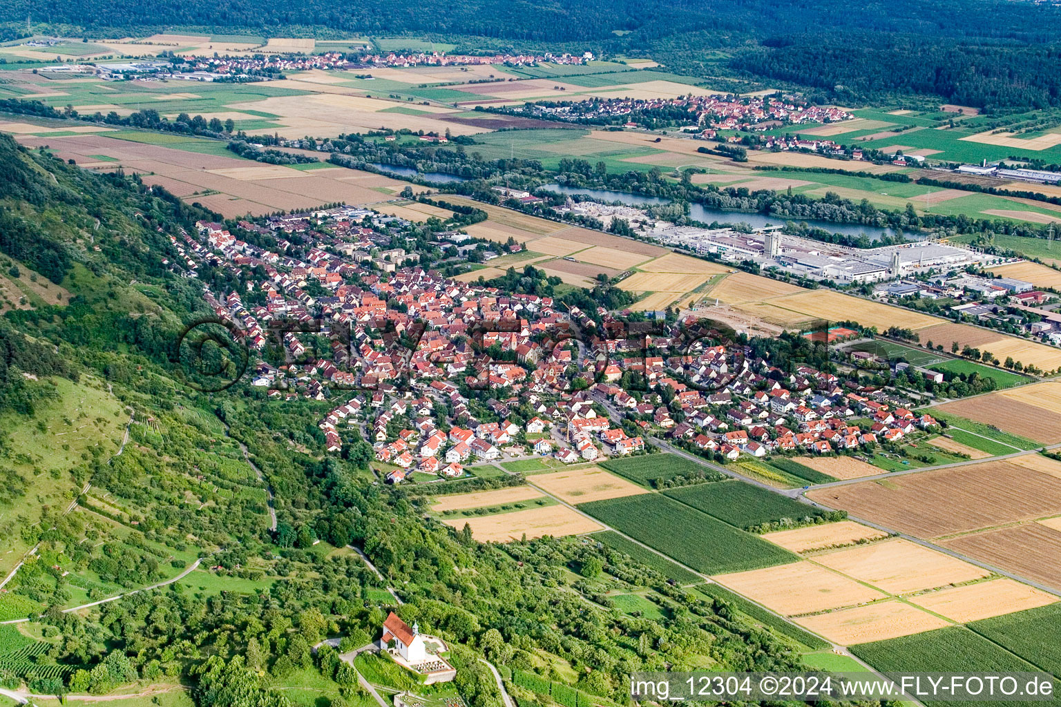 Aerial photograpy of Wurmlinger Chapel in Hirschau in the state Baden-Wuerttemberg, Germany