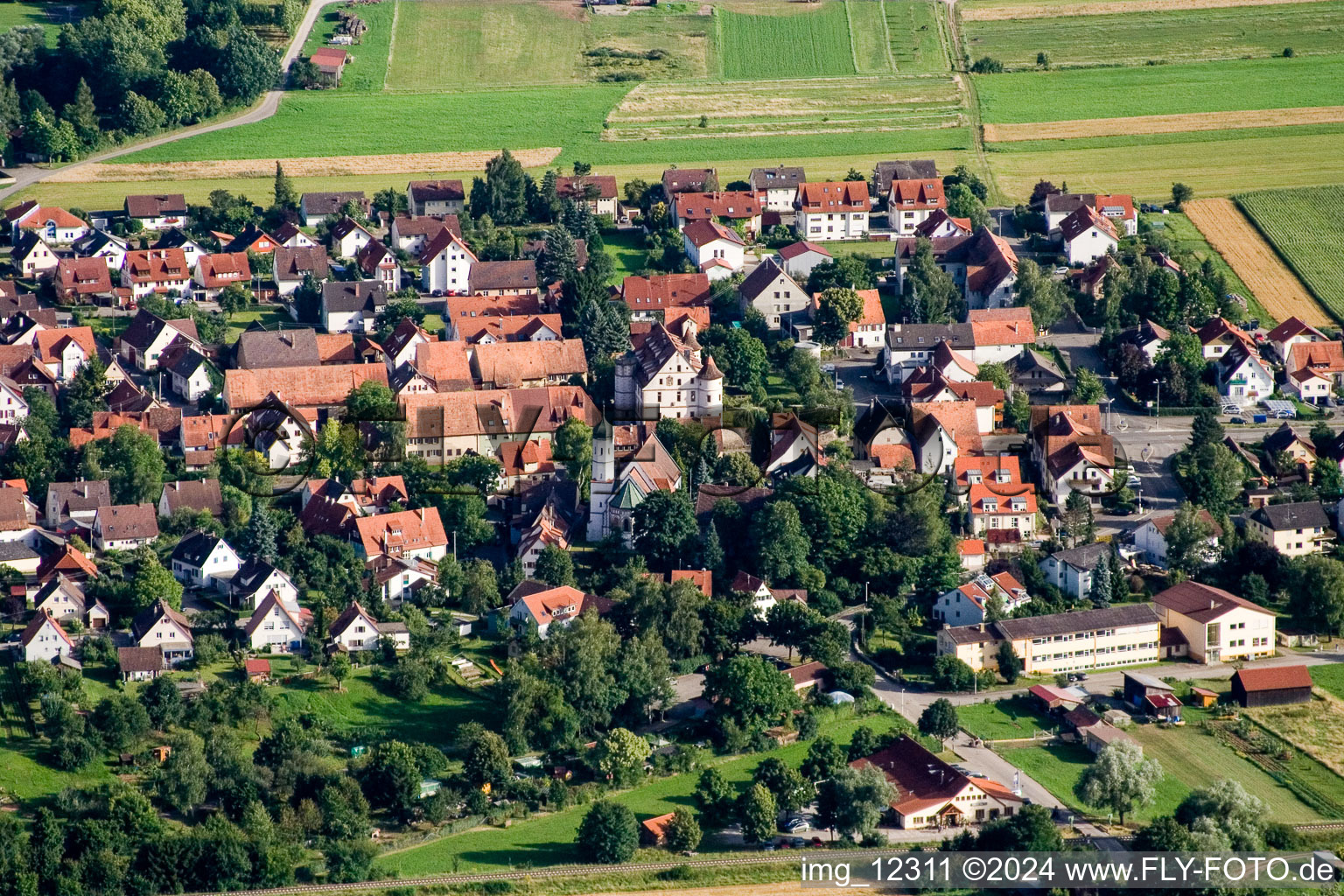 Oblique view of District Bühl in Tübingen in the state Baden-Wuerttemberg, Germany