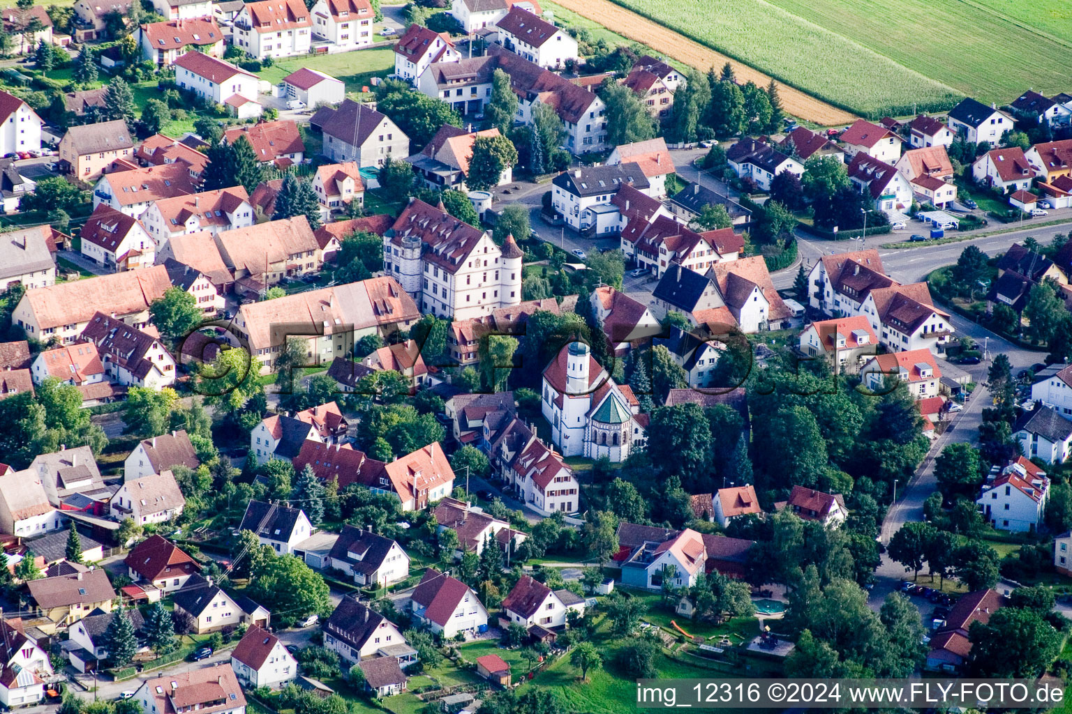 District Bühl in Tübingen in the state Baden-Wuerttemberg, Germany out of the air