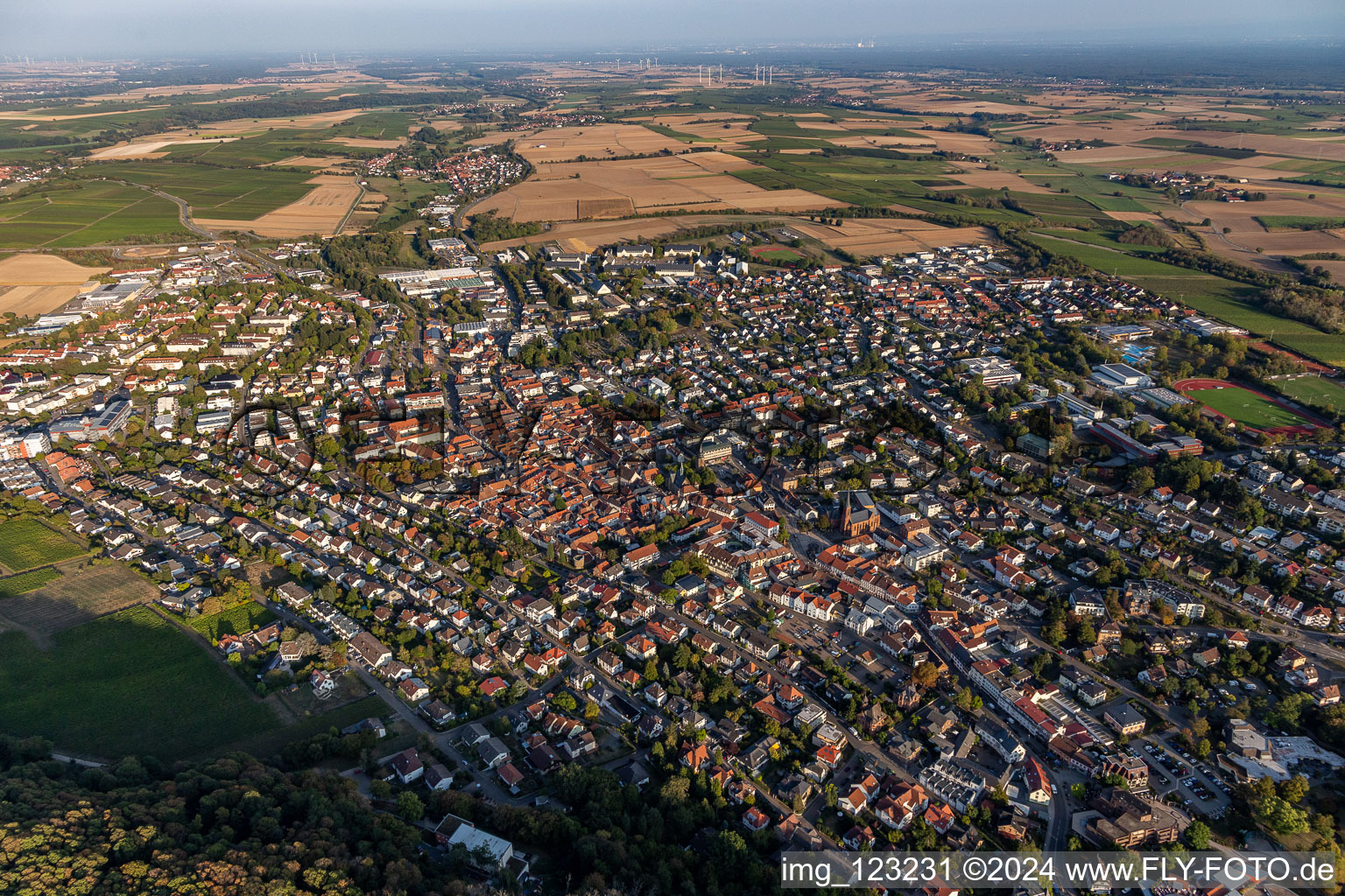 Bad Bergzabern in the state Rhineland-Palatinate, Germany viewn from the air