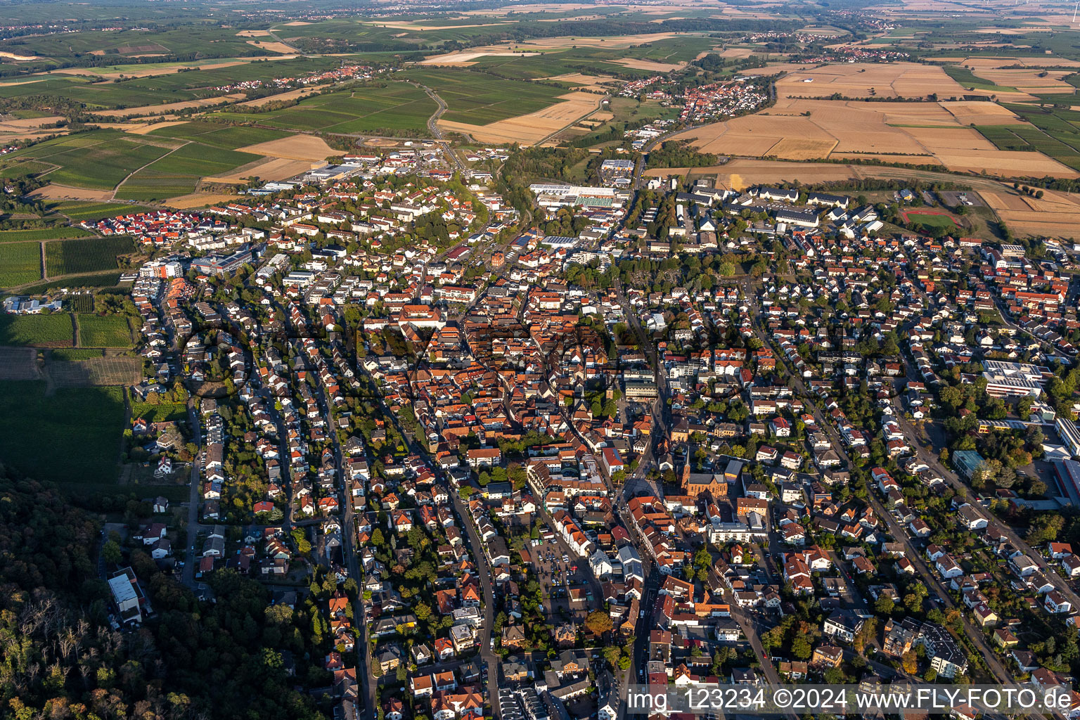 Drone recording of Bad Bergzabern in the state Rhineland-Palatinate, Germany