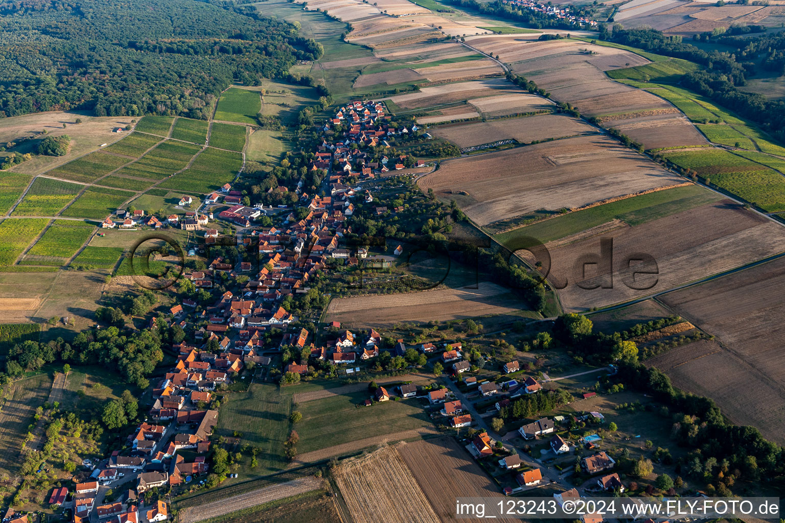 Cleebourg in the state Bas-Rhin, France seen from above