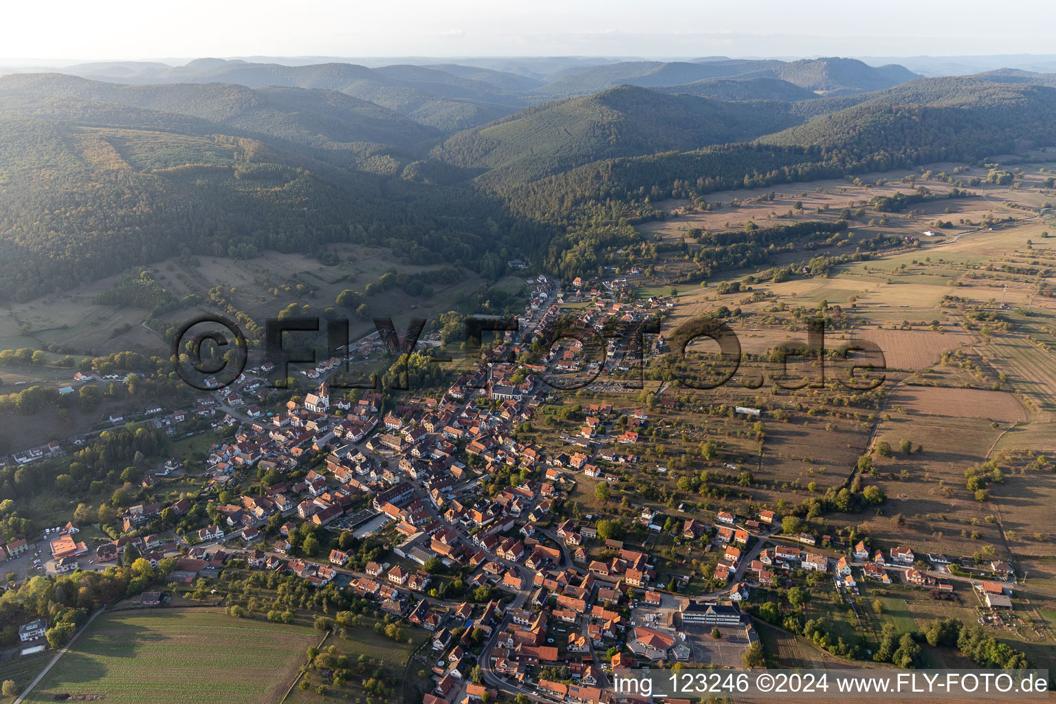 Lembach in the state Bas-Rhin, France from above