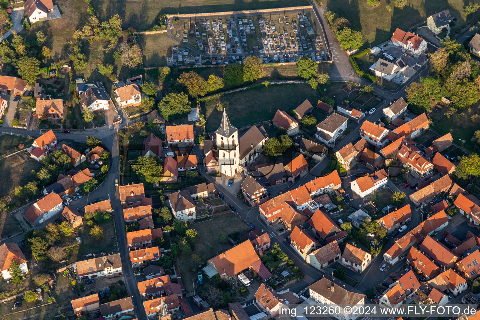 Church building in the village of in GA?rsdorf in Grand Est, France