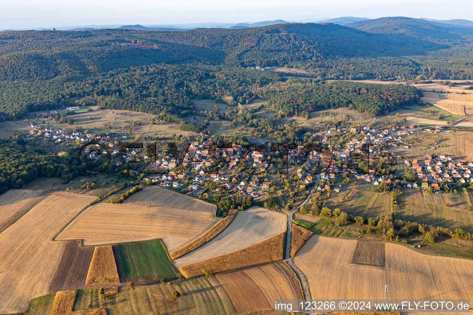 Lampertsloch in the state Bas-Rhin, France seen from above