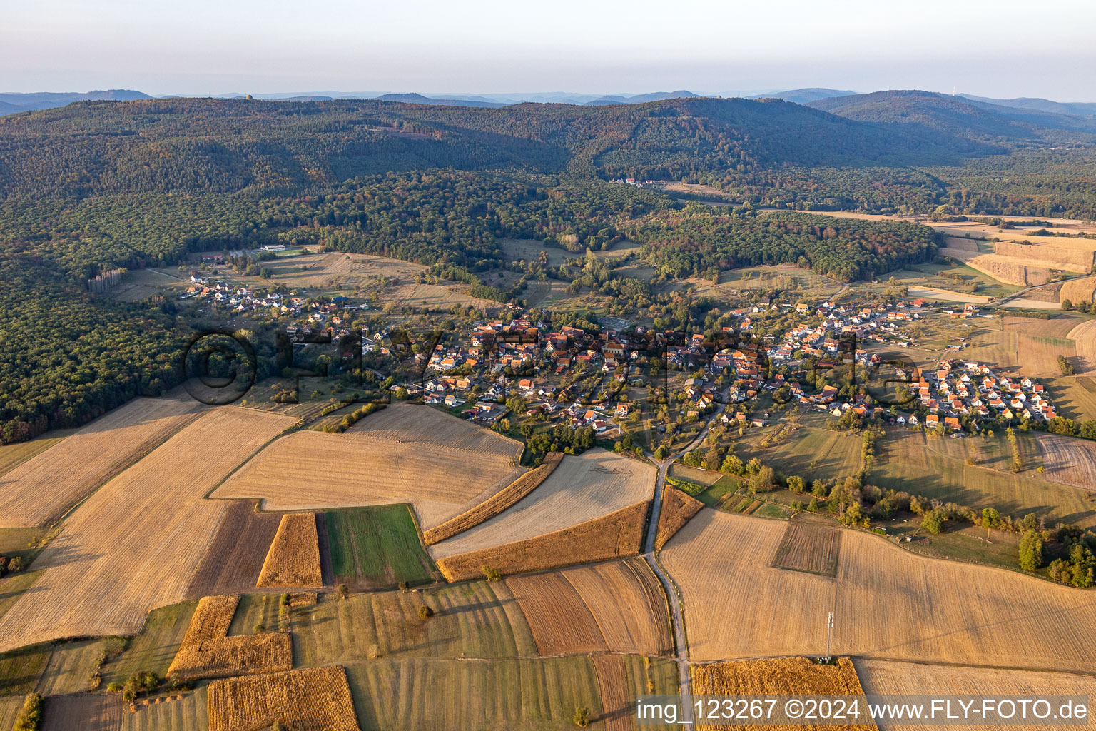 Lampertsloch in the state Bas-Rhin, France from the plane