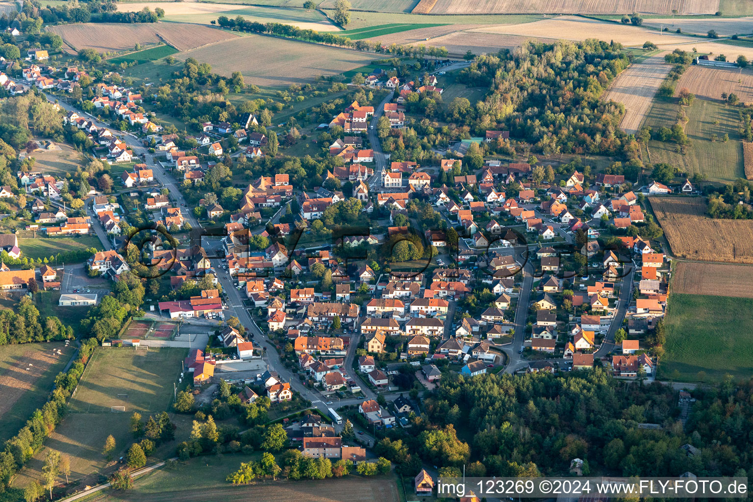 Merkwiller-Pechelbronn in the state Bas-Rhin, France from the plane