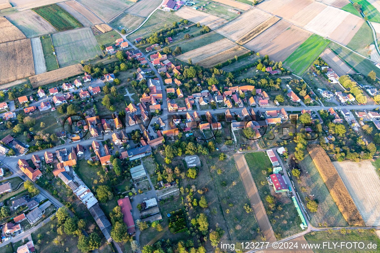 Retschwiller in the state Bas-Rhin, France from the drone perspective