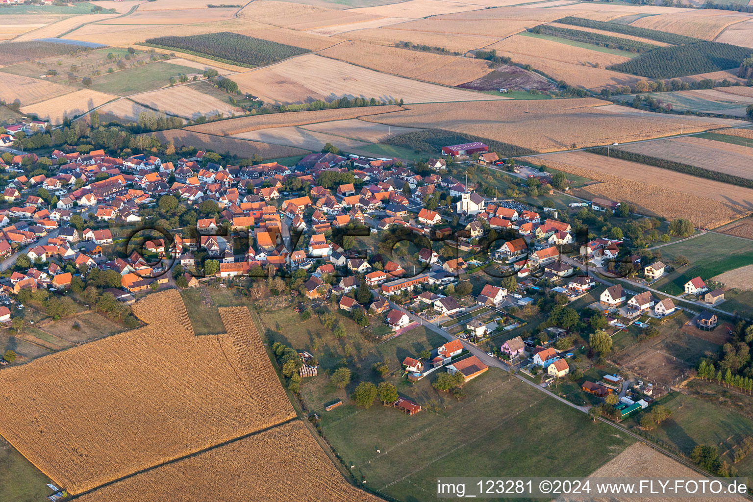 Schœnenbourg in the state Bas-Rhin, France seen from above