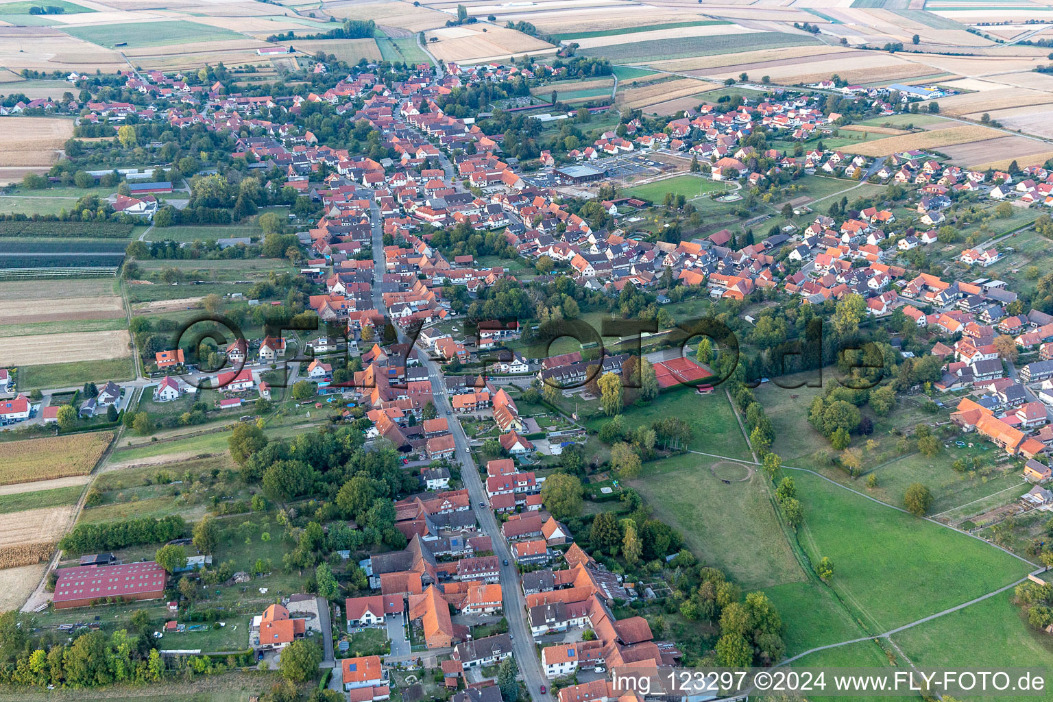 Seebach in the state Bas-Rhin, France from a drone