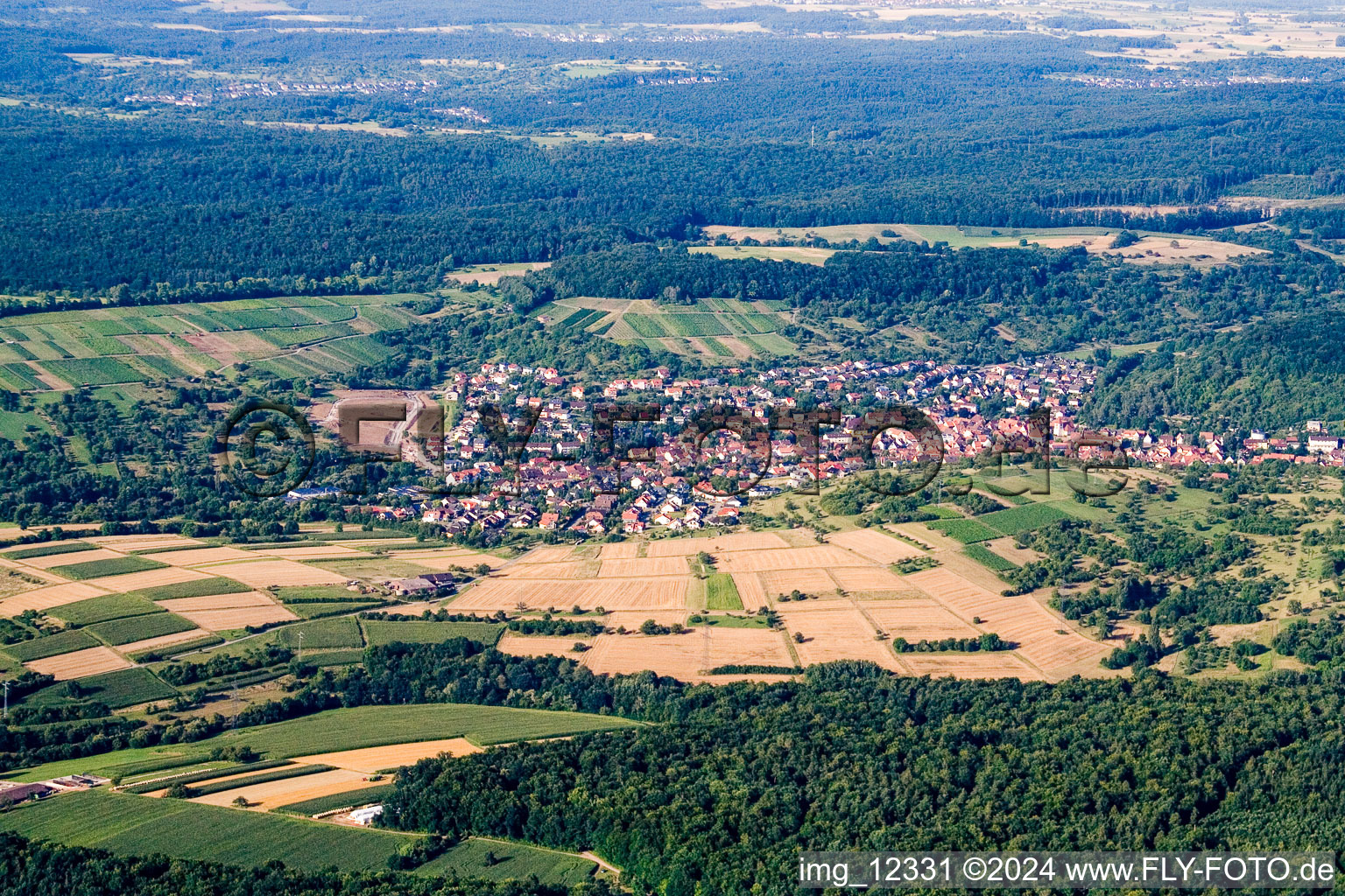 From the southwest in the district Dietlingen in Keltern in the state Baden-Wuerttemberg, Germany