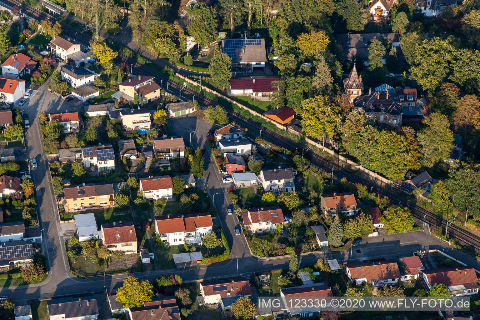 Germersheimer Street, Kandeler Street in Jockgrim in the state Rhineland-Palatinate, Germany out of the air