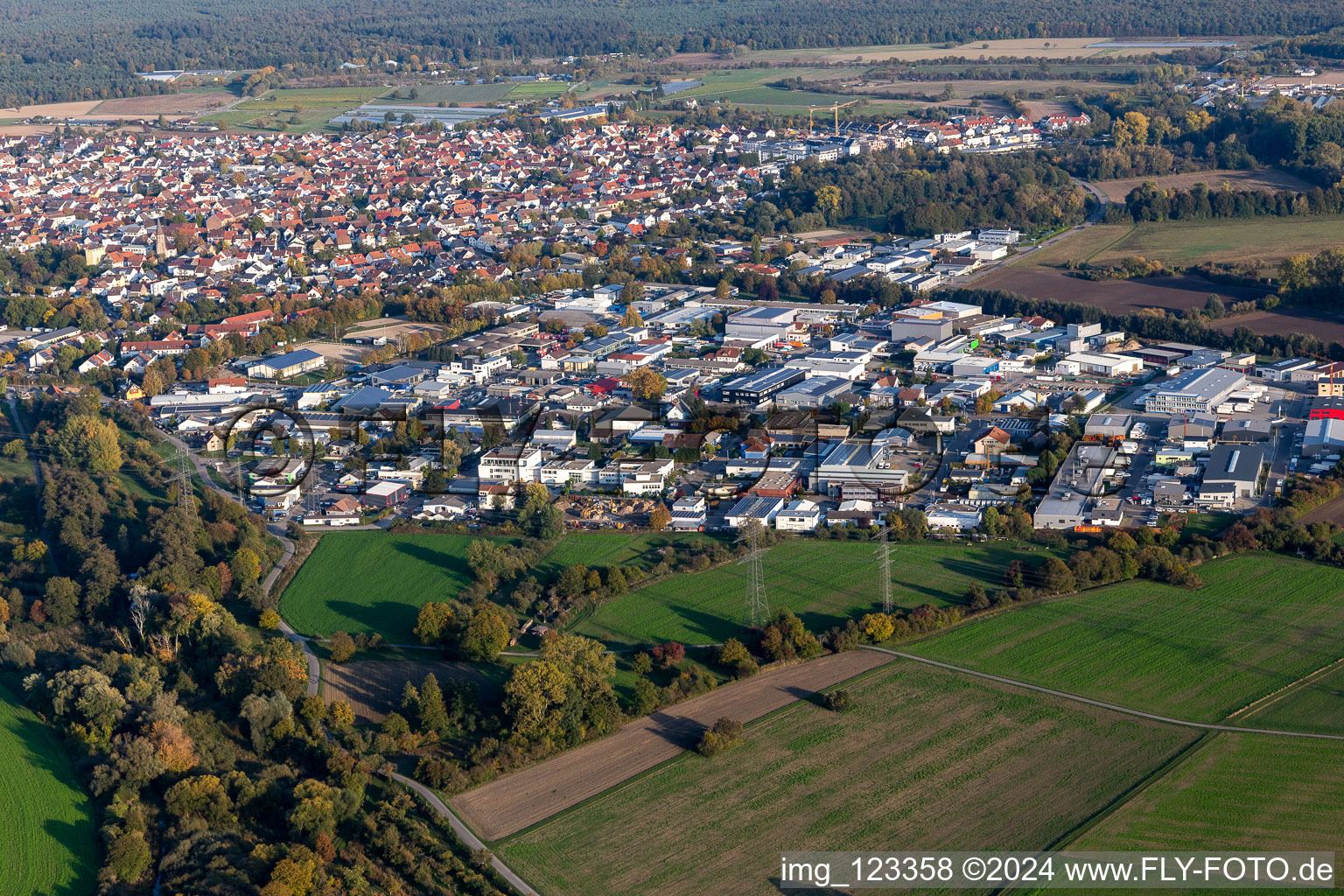 Industrial area Benzstrasse, Industriestrasse, Siemensstrasse, Kruppstrasse Junkersring, Dieselstrasse in the district Eggenstein in Eggenstein-Leopoldshafen in the state Baden-Wuerttemberg, Germany