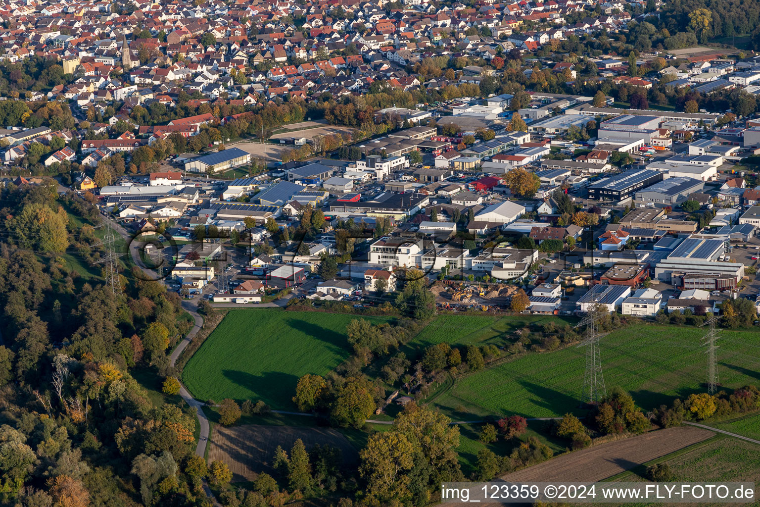 Industrial and commercial area Benzstrasse, Industriestrasse, Siemensstrasse, Kruppstrasse Junkersring, Dieselstrasse in the district Eggenstein in Eggenstein-Leopoldshafen in the state Baden-Wuerttemberg