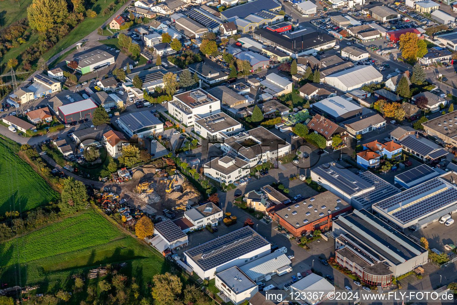 Aerial view of Foundation Church Data Center Southwest Germany in the district Eggenstein in Eggenstein-Leopoldshafen in the state Baden-Wuerttemberg, Germany