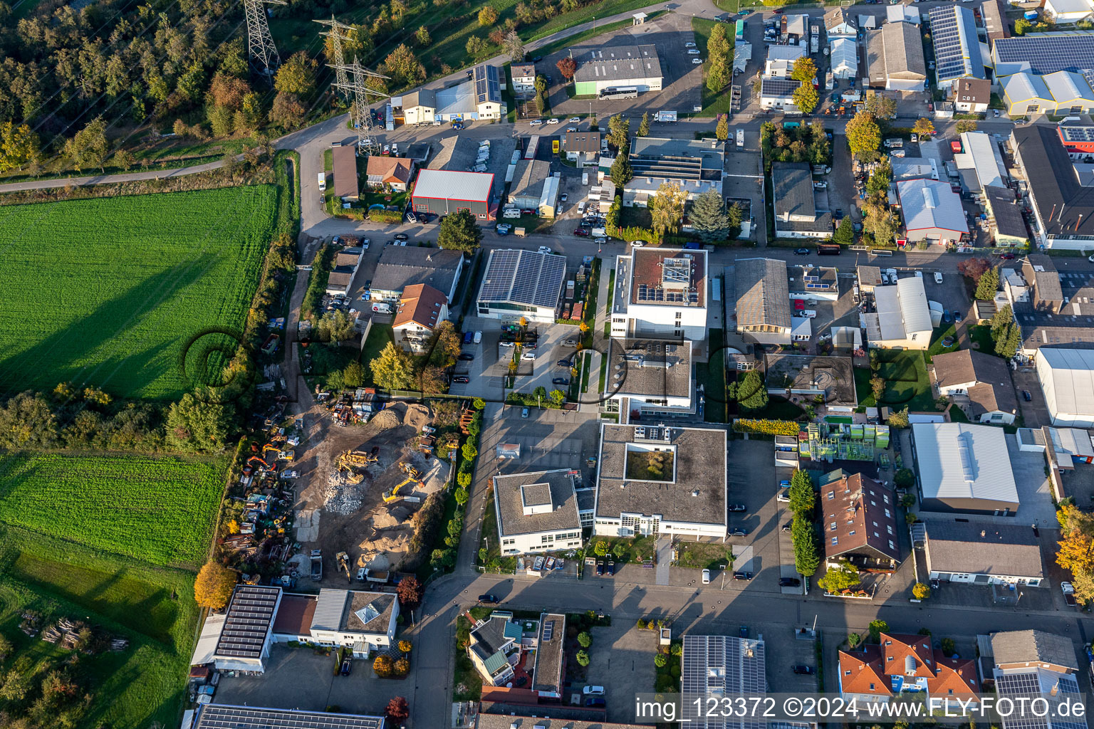 Aerial photograpy of Foundation Church Data Center Southwest Germany in the district Eggenstein in Eggenstein-Leopoldshafen in the state Baden-Wuerttemberg, Germany