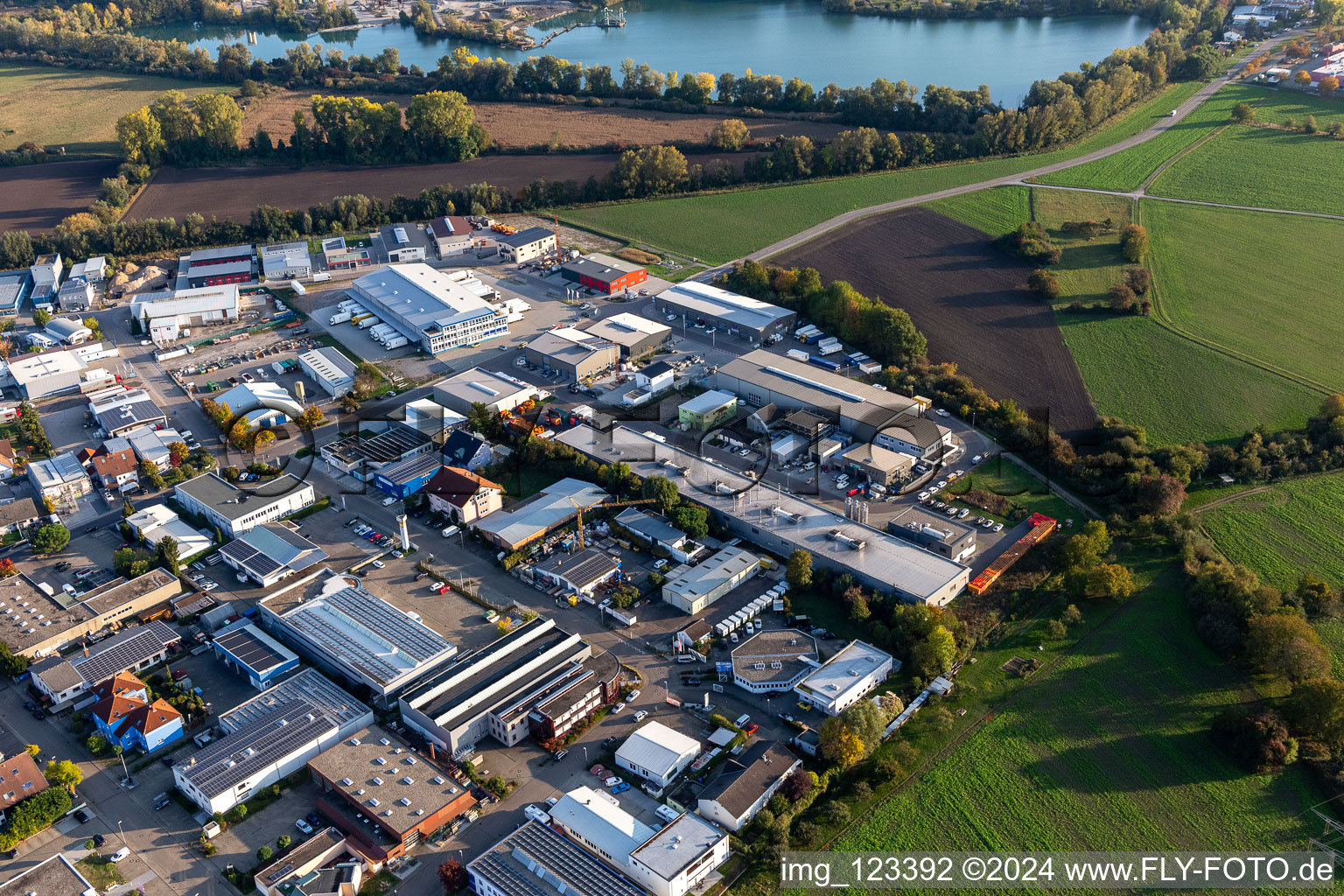 Industrial area Industriestrasse, Junkersring in the district Eggenstein in Eggenstein-Leopoldshafen in the state Baden-Wuerttemberg, Germany