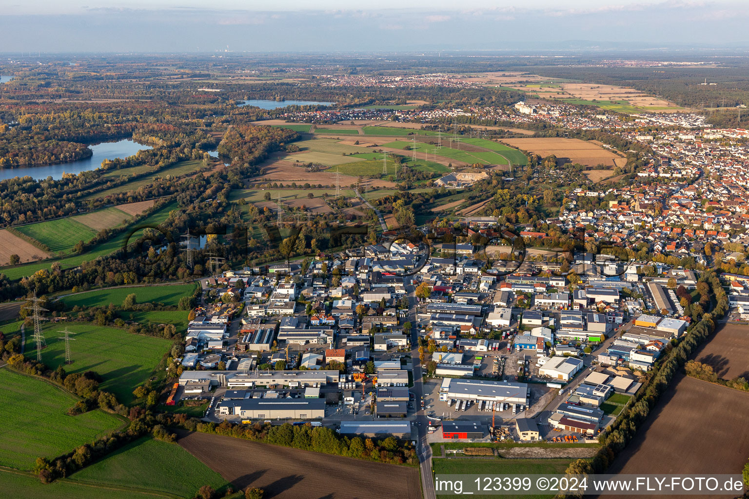 Industrial and commercial area in Eggenstein in the state Baden-Wuerttemberg, Germany