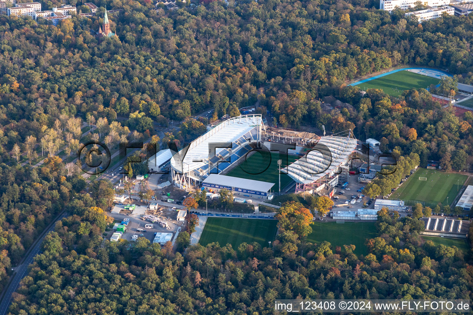 Construction site for the new Wildparkstadion of the KSC in the district Innenstadt-Ost in Karlsruhe in the state Baden-Wuerttemberg, Germany