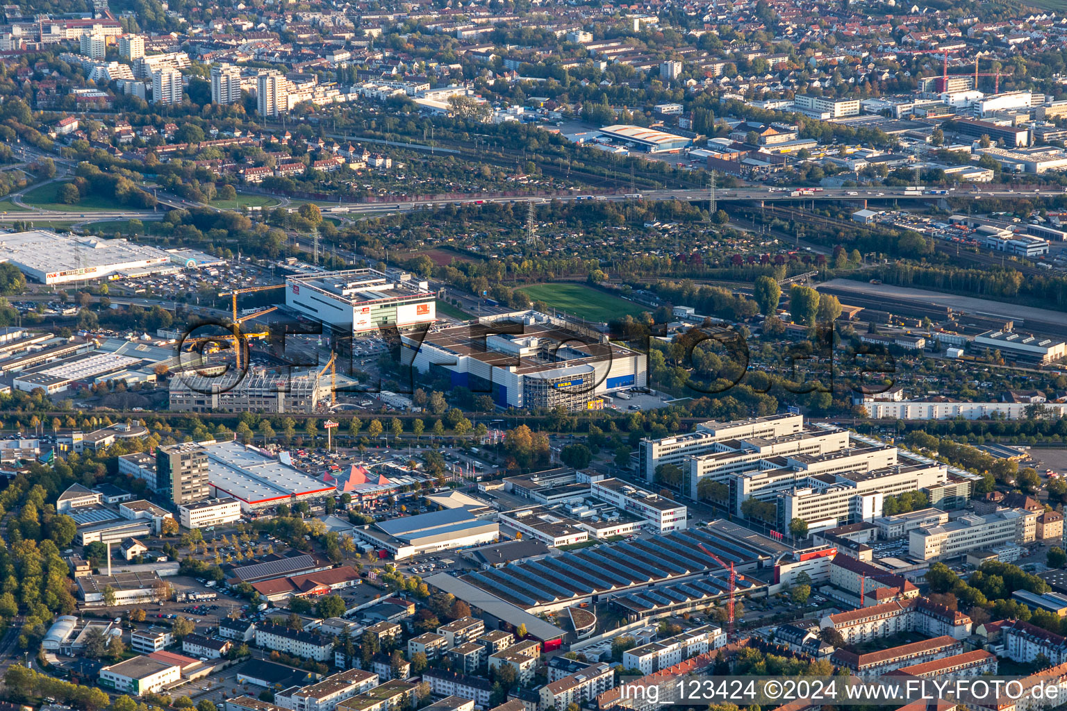 Gerwigstrasse and Durlacher Allee in the district Oststadt in Karlsruhe in the state Baden-Wuerttemberg, Germany