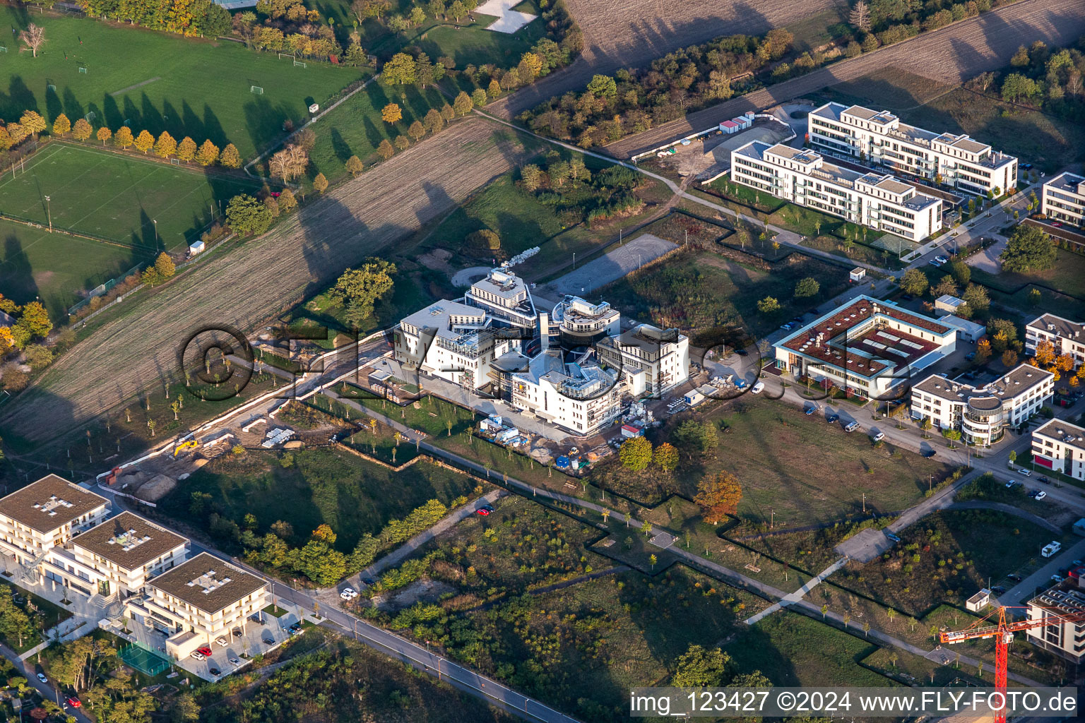 Aerial photograpy of LTC - Linder Technology Campus with Weum GmbH, Systec&Services and Systec&Solutions in Wilhelm-Schickard-Straße in the Technology Park Karlsruhe in the district Rintheim in Karlsruhe in the state Baden-Wuerttemberg, Germany