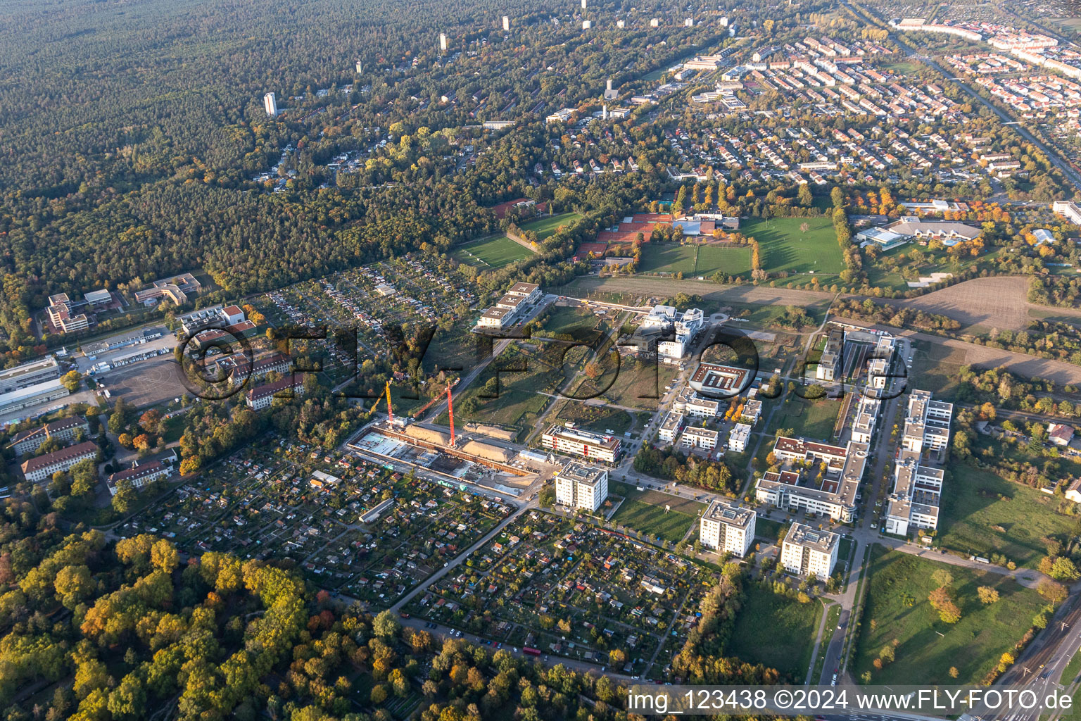 Technology Park Karlsruhe in the district Rintheim in Karlsruhe in the state Baden-Wuerttemberg, Germany out of the air