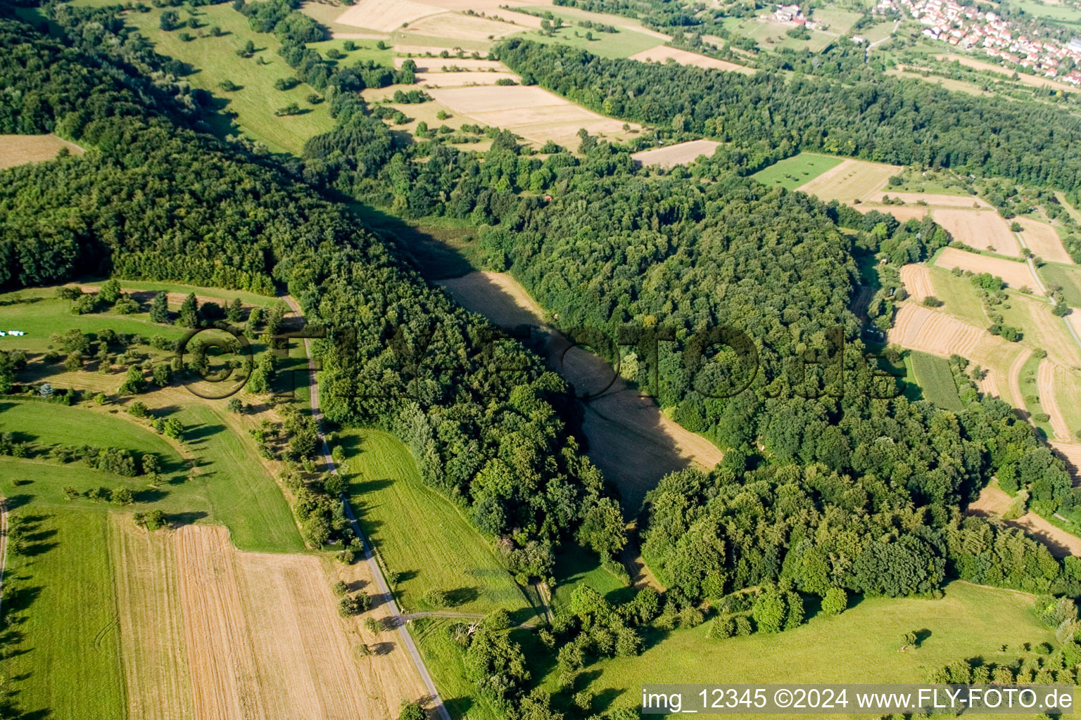 Aerial photograpy of Kettelbachtal Nature Reserve in the district Obernhausen in Birkenfeld in the state Baden-Wuerttemberg, Germany