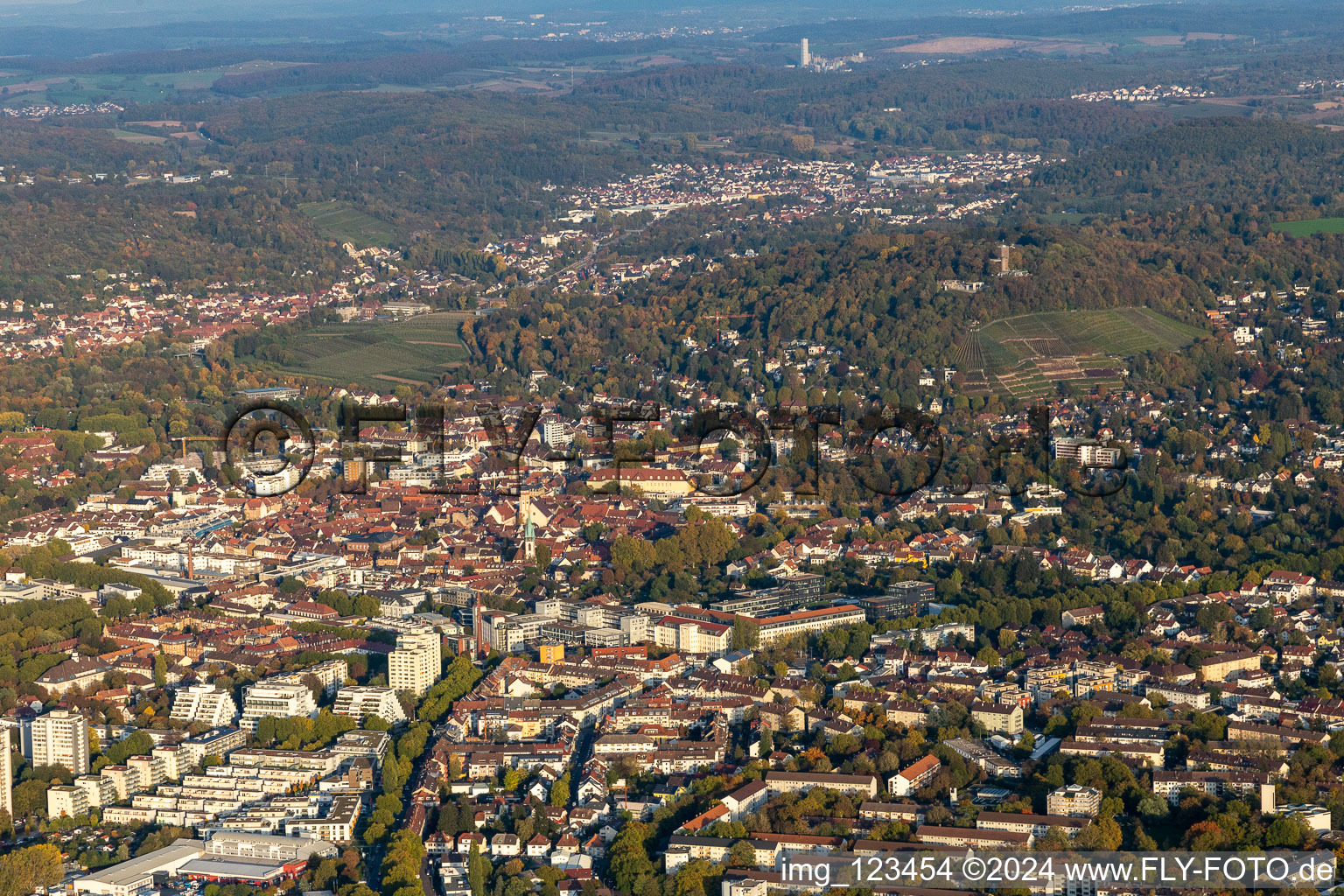 Old town under the Turmberg in the district Durlach in Karlsruhe in the state Baden-Wuerttemberg, Germany