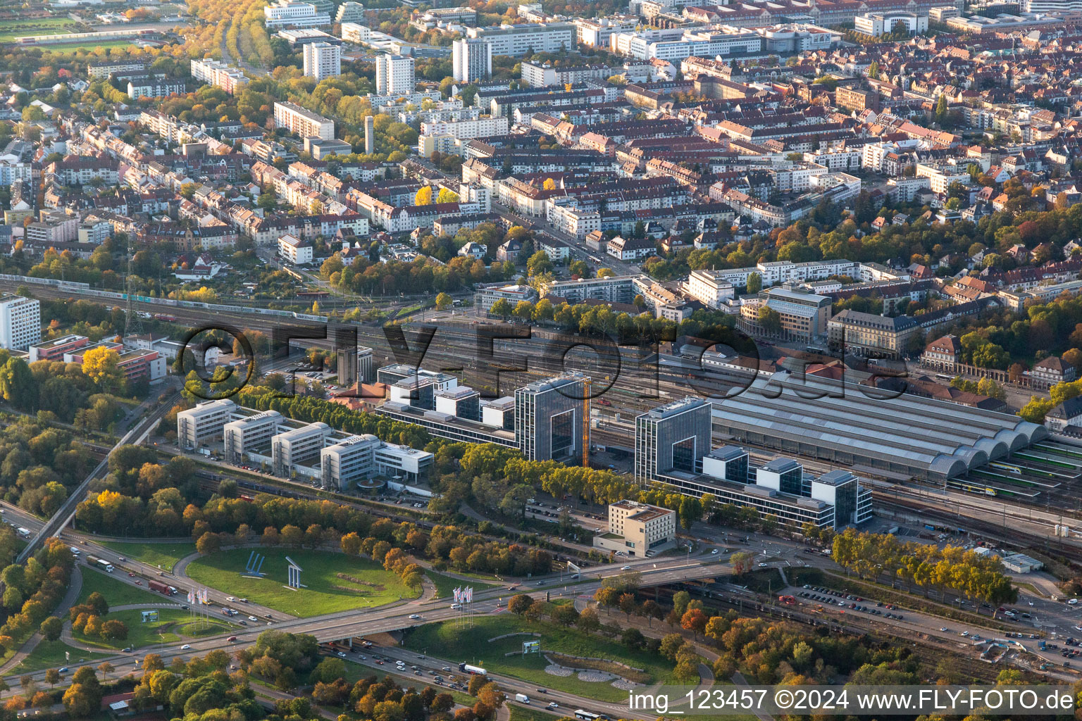 Construction site to build a new office and commercial building on Schwarzwaldstrasse in Karlsruhe in the state Baden-Wurttemberg, Germany