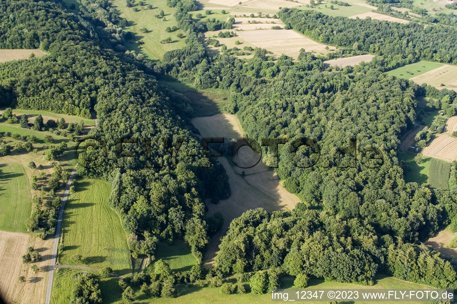 Kettelbachtal nature reserve in Gräfenhausen in the state Baden-Wuerttemberg, Germany seen from above