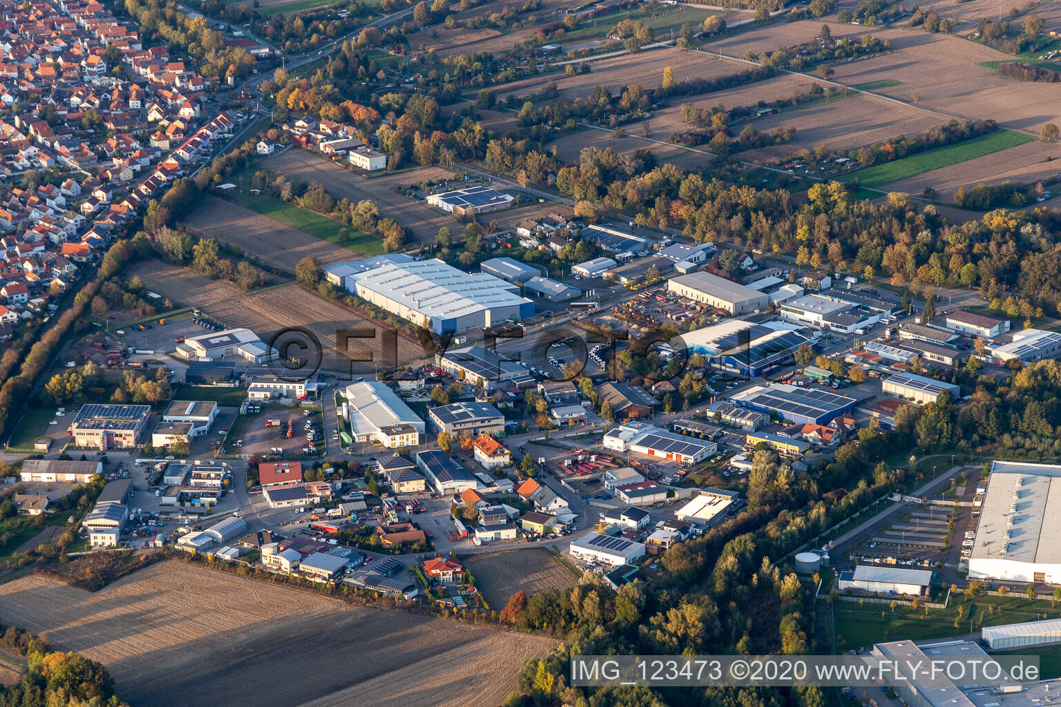 Industrial area with OFTEC Faurecia in Hagenbach in the state Rhineland-Palatinate, Germany