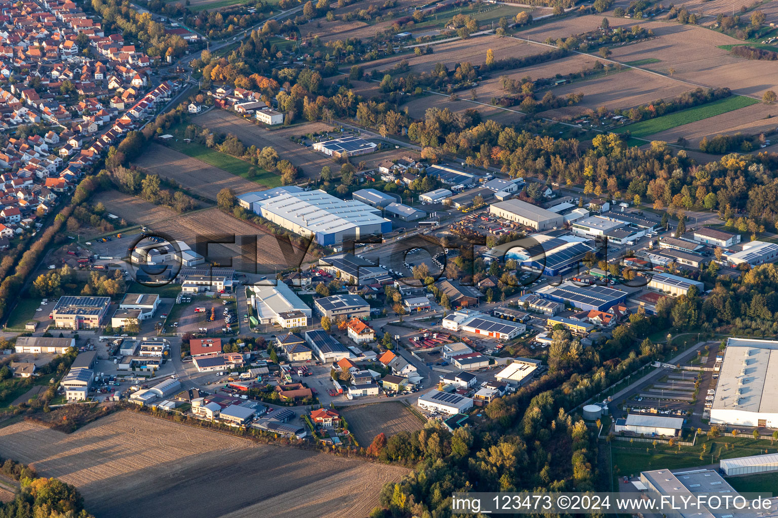 Industrial area with OFTEC Faurecia in Hagenbach in the state Rhineland-Palatinate, Germany