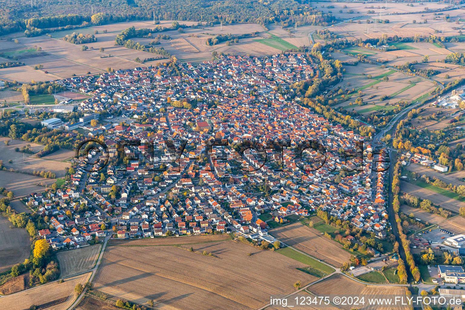 Hagenbach in the state Rhineland-Palatinate, Germany out of the air