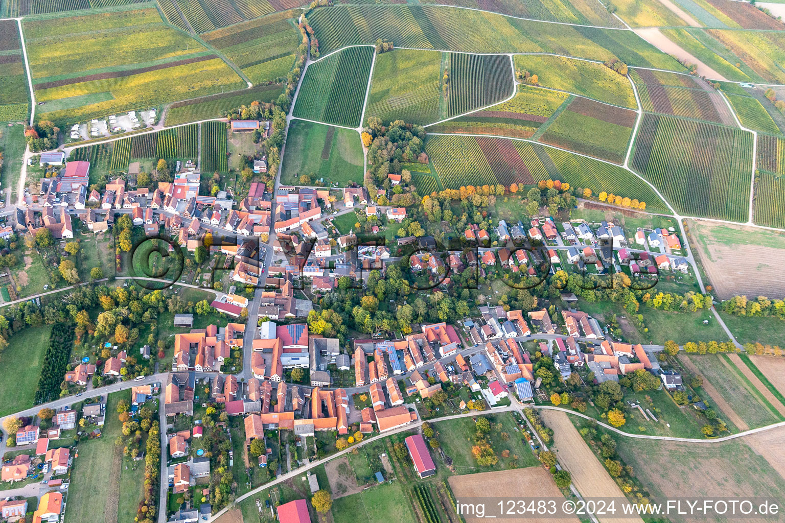 Dierbach in the state Rhineland-Palatinate, Germany from the plane